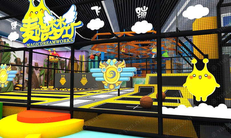 室內兒童淘氣堡樂園蹦床區(qū)域